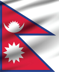 Flag of Nepal. Nepal flag official colors and proportion digital vector illustration. Pleated flag.