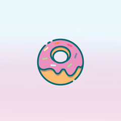 Delicious Pink Frosted Donut Illustration