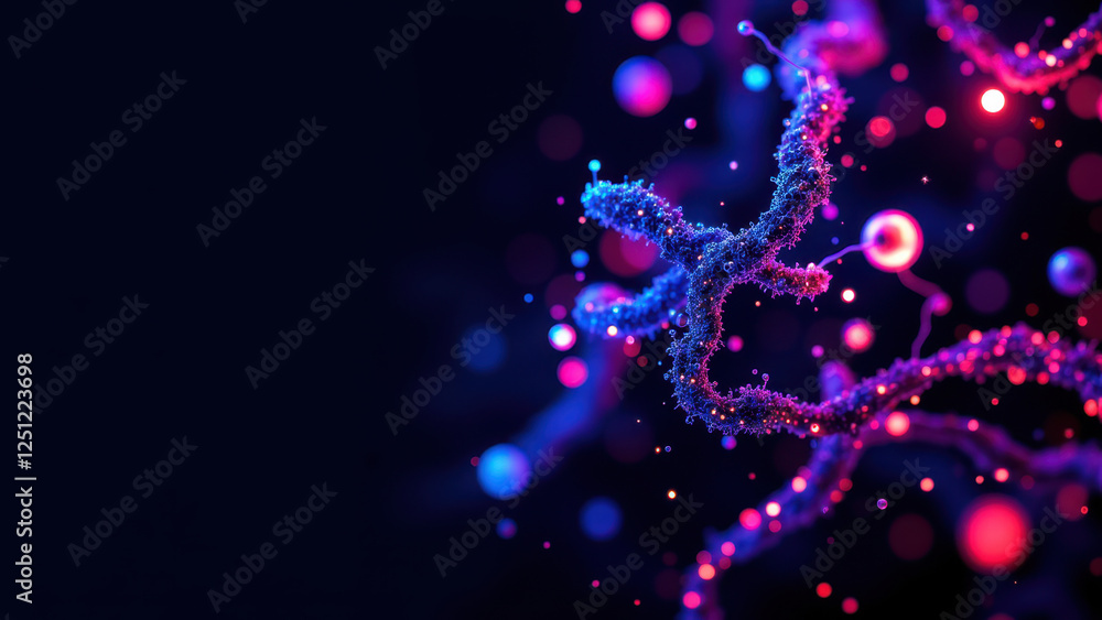 Aufkleber a colorful artistic representation of semaglutide molecules with a neural network-like structure.