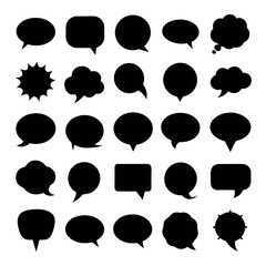 Set of Black and White Speech Bubbles icon design