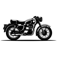 Fototapeta premium Bold Classic Motorcycle Silhouette in Bold Outline on White Background.a modern motorcycle silhouette illustration art.