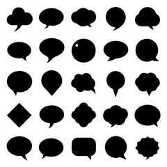 Set of Black and White Speech Bubbles icon design