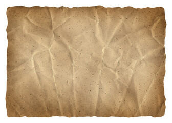 realistic treasure map, blank treasure map, paper vintage background, template, recycle brown paper crumpled texture, old paper surface on transparent background, isolated