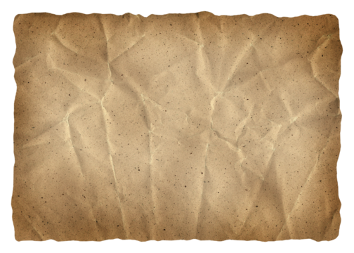 realistic treasure map, blank treasure map, paper vintage background, template, recycle brown paper crumpled texture, old paper surface on transparent background, isolated