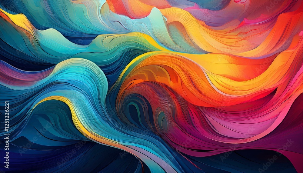 Aufkleber abstract colorful waves a dynamic expression of energy and motion in vibrant hues