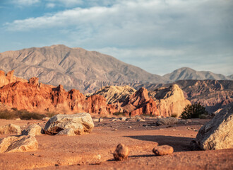 Red rocks and mountains near Cafayate, quebrada de las conchas