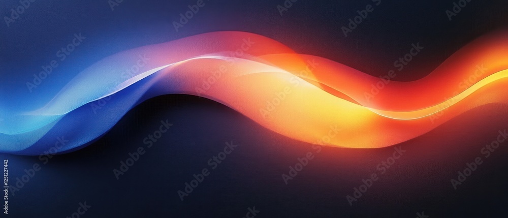 Poster dynamic abstract composition vibrant blue orange flowing lines soft lighting modern gradient design