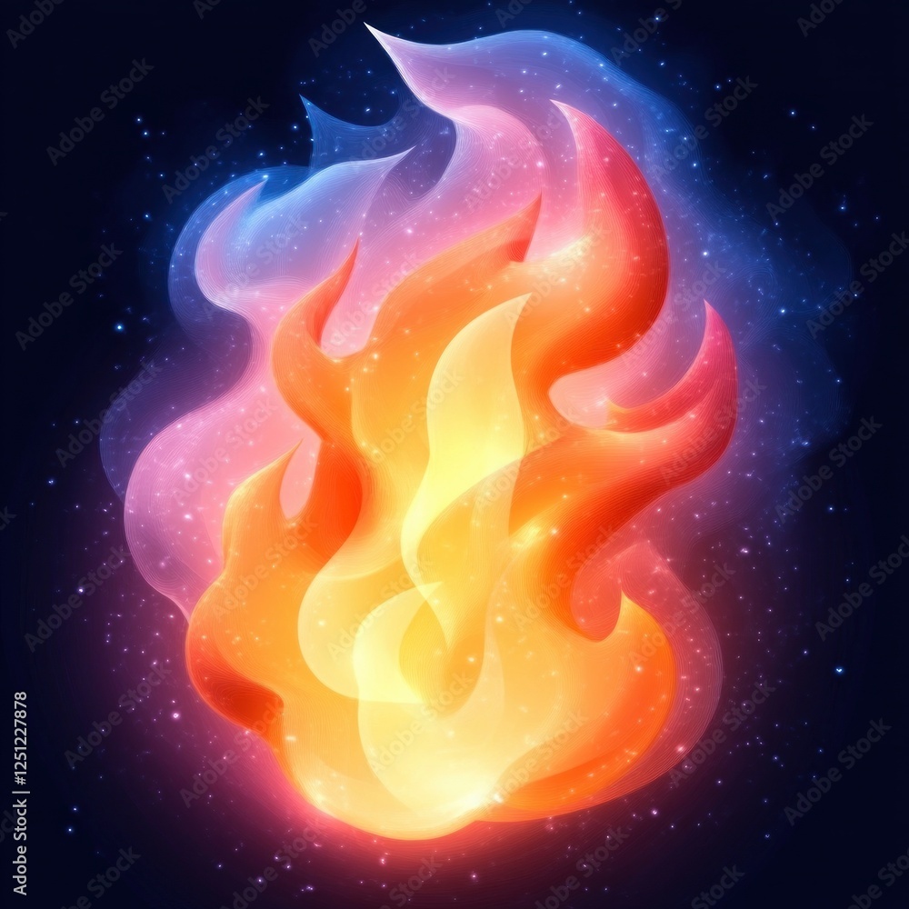 Poster vibrant dynamic flame illustration in vector art style with gradient effect and soft glow