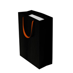 Black paper bag with handles for gifts and goods.