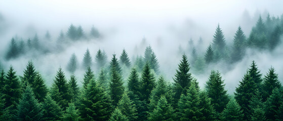 Fototapeta premium Misty Mountain Evergreen Forest