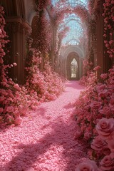 Fototapeta premium Rose Petals Line A Beautiful Architectural Pathway