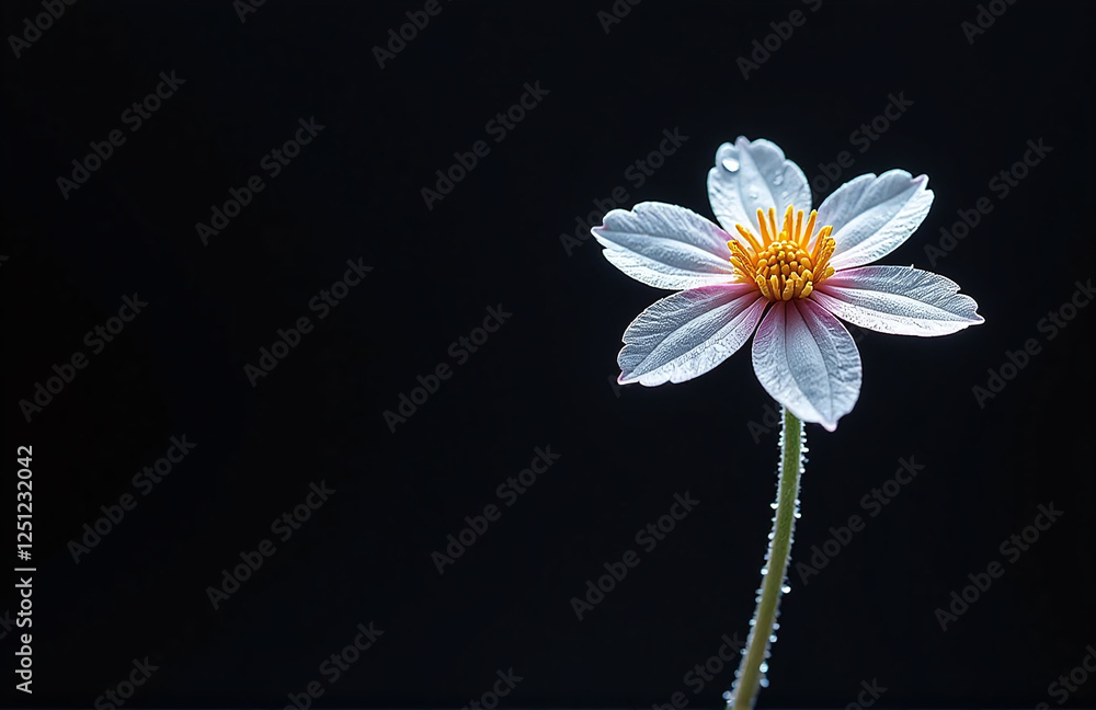 Poster a simple yet striking image of an icy flower set against a black background serves as an abstract sn