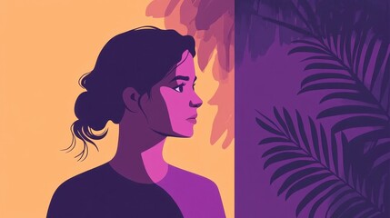 Profile of a Woman in Colorful Modern Art Style