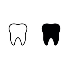 tooth icon set color editable on white background