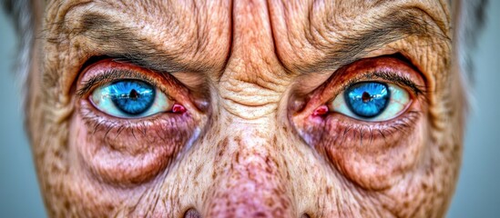 Obraz premium Intense Elderly Blue Eyes Close-up