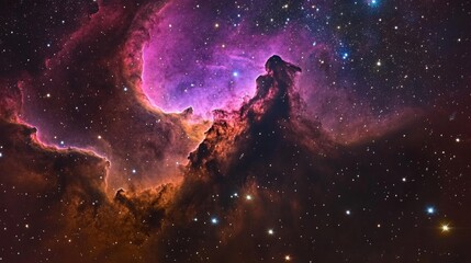 Obraz premium Celestial tapestry unfurls, revealing ethereal cosmic clouds in a symphony of stellar hues