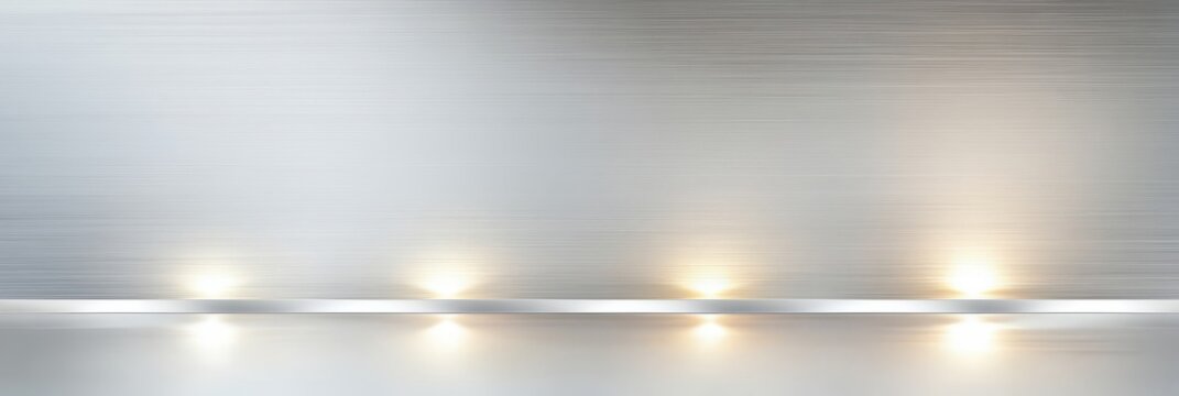 Silver Metal Background with Lights - Sleek silver metallic background with subtle horizontal lines and soft lighting accents. Ideal for product displays or modern designs.