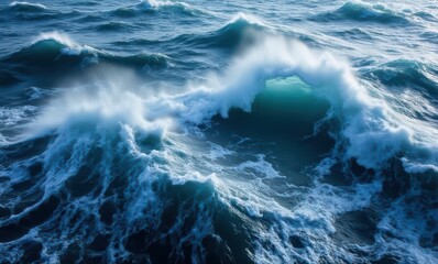 Dynamic ocean waves in vibrant blue hues