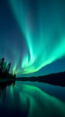 Stunning Aurora Borealis Reflection on Calm Lake