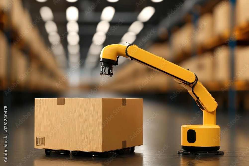 Poster e-commerce logistics supply chain speed. warehouse robotics system glowing under dynamic lights, rap