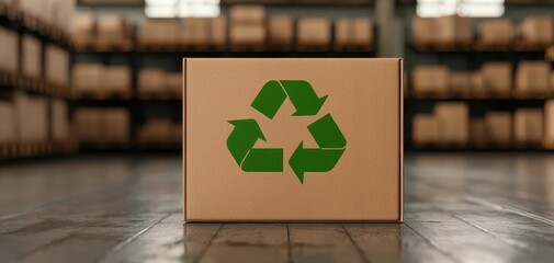 e-commerce logistics automation sustainability. Recycling-focused automated logistics system processing returned e-commerce items, reverse logistics, sustainability in automation