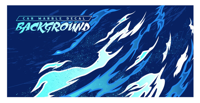 blue flame fire volcano burn Asia Japan illustration anime style banner sporty background decal wrap livery	