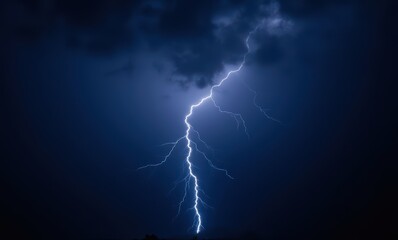 Dramatic lightning striking during stormy night