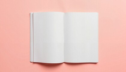 Open softcover magazine on pastel surface, tranquil design concept