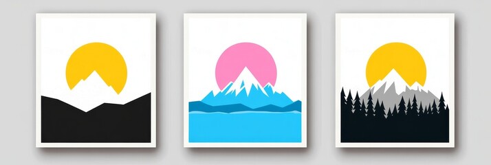 Minimalist Mountain Landscape Postcards - Serene minimalist landscape designs.  Symbolize tranquility, nature, adventure,  simplicity, and peace. Perfect for travel or nature lovers.