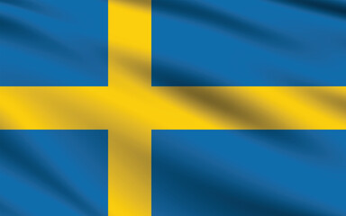Obraz premium Sweden flag official colors and proportion digital vector illustration. Pleated flag.