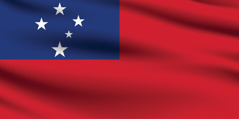 Samoa flag official colors and proportion digital vector illustration. Pleated flag.