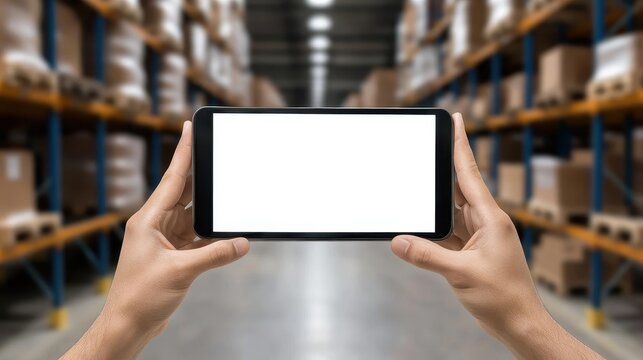 inventory management stock tracking. Augmented reality interface overlaying inventory data onto shelves in a warehouse, AR inventory management, real-time tracking