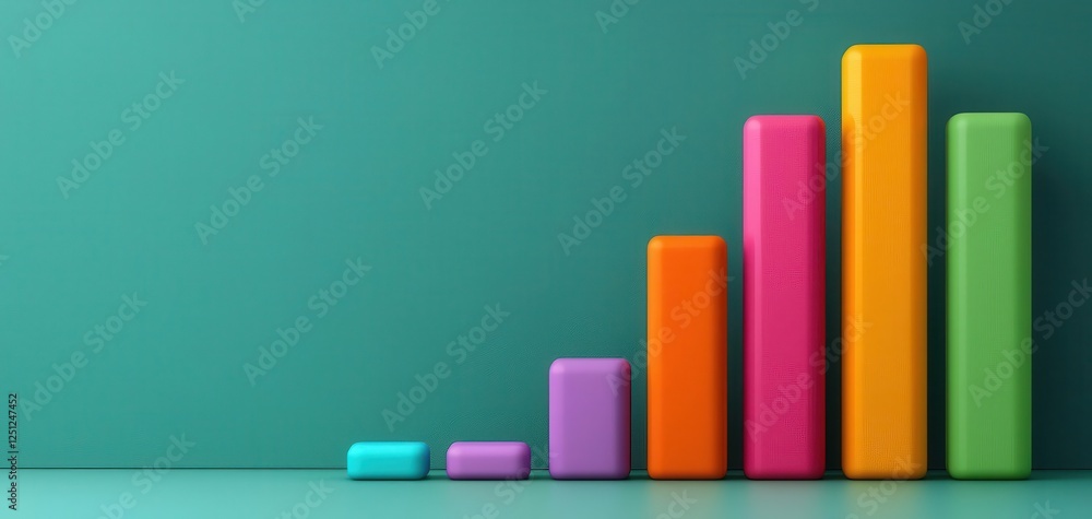 Poster inventory management stock tracking. bright 3d bar chart tracking stock movement trends and predicti