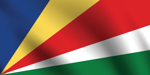 Seychelles flag official colors and proportion digital vector illustration. Pleated flag.
