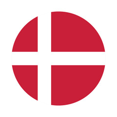 Obraz premium Flag of Denmark. Denmark circle flag logo icon computer vector illustration design
