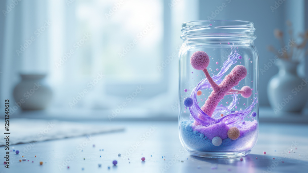 Poster a creative visual representation of semaglutide encapsulated within a transparent vial.