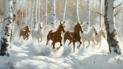 horses in snow