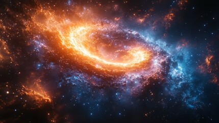 Cosmic Swirling Colors Blue Orange Black Hole Space Universe Galaxy Nebula Astronomical Exploration