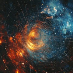 Obraz premium Cosmic portal swirling nebula; digital art background