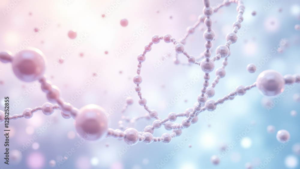 Aufkleber a visual representation of semaglutide with floating spheres against a background of light rays and 