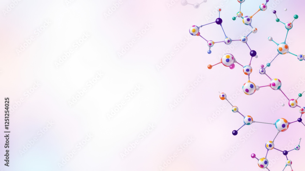 Aufkleber a colorful artistic representation of a molecule, with emphasis on the structural complexity of sema