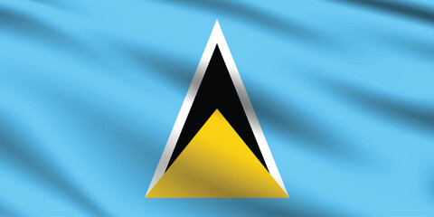 Saint Lucia flag official colors and proportion digital vector illustration. Pleated flag.