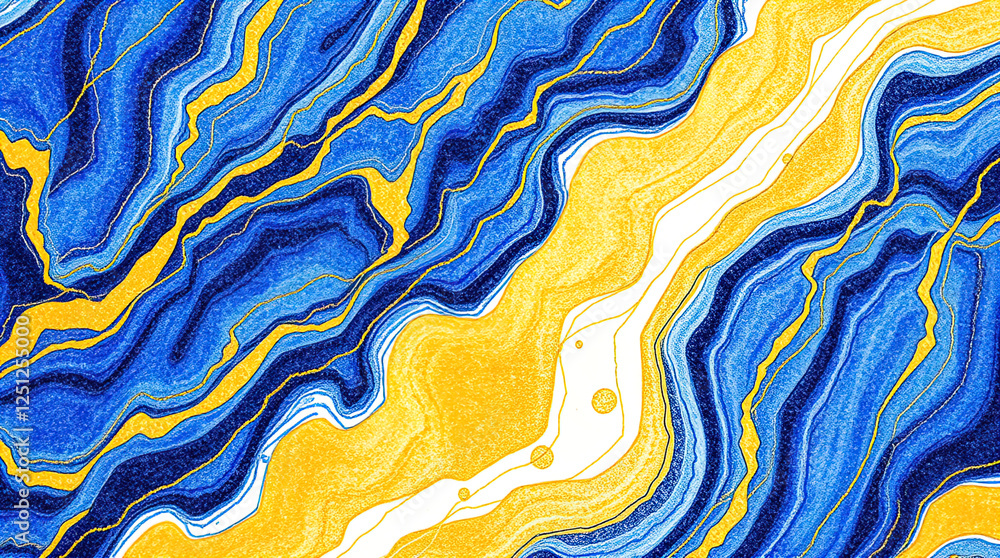 Aufkleber abstract design with swirls, space or marble pattern with shimmering golden lines, marble background