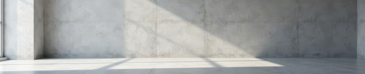 Empty gray wall, minimalist hall  Polished concrete floor ,  empty,  monochrome