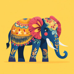 Obraz premium decorated elephant in India at Holi