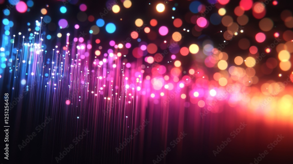 Aufkleber a vibrant display of colorful bokeh lights against a dark background, creating an enchanting and fes