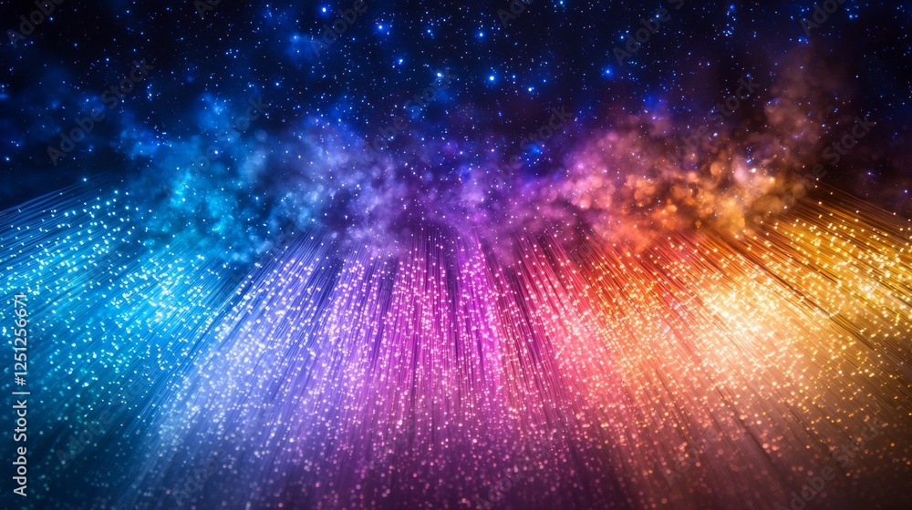 Poster a vibrant cosmic scene with swirling colors and sparkling stars, creating a mesmerizing visual of li