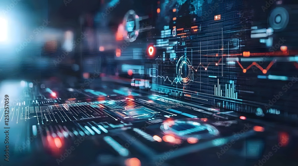 Aufkleber digital interface featuring advanced business charts futuristic symbols and innovative data visualiz