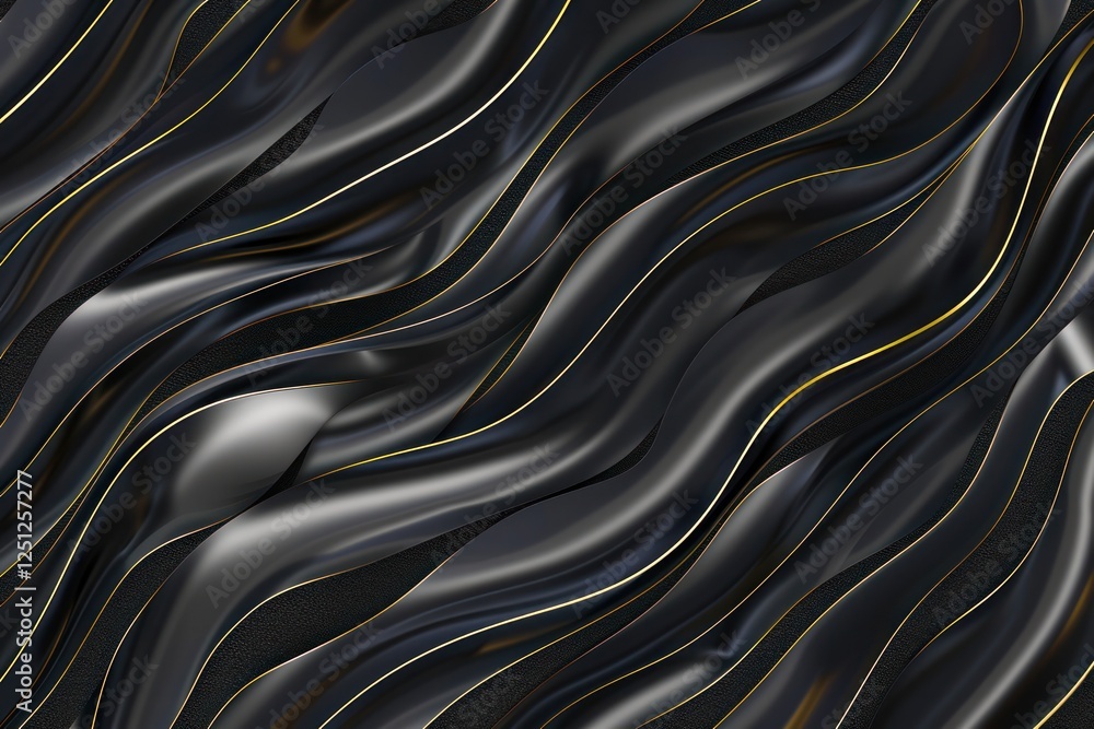 Aufkleber abstract luxury background with 3d curve texture of wavy lines with golden edges illustration flowin