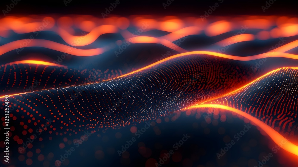 Poster glowing smooth wave pattern with dynamic lines and curves symbolizing futuristic technology innovati